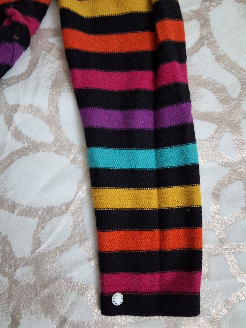 Little Marcel Black Knit Sleeve with Orange and Pink Stripes